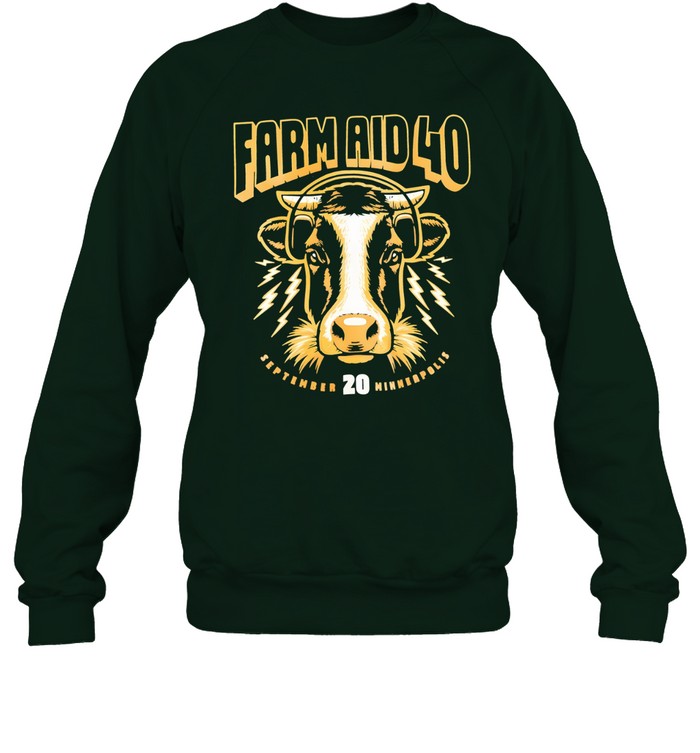 Farm Aid 40 Cow on Headphones Long Sleeve Shirt – 40th Anniversary Tee
