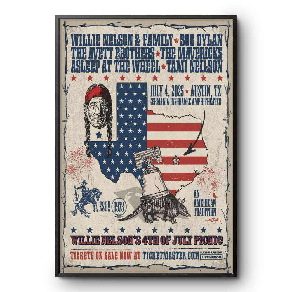 Willie Nelson July Picnic In Austin TX On Jul 4 2025 Poster