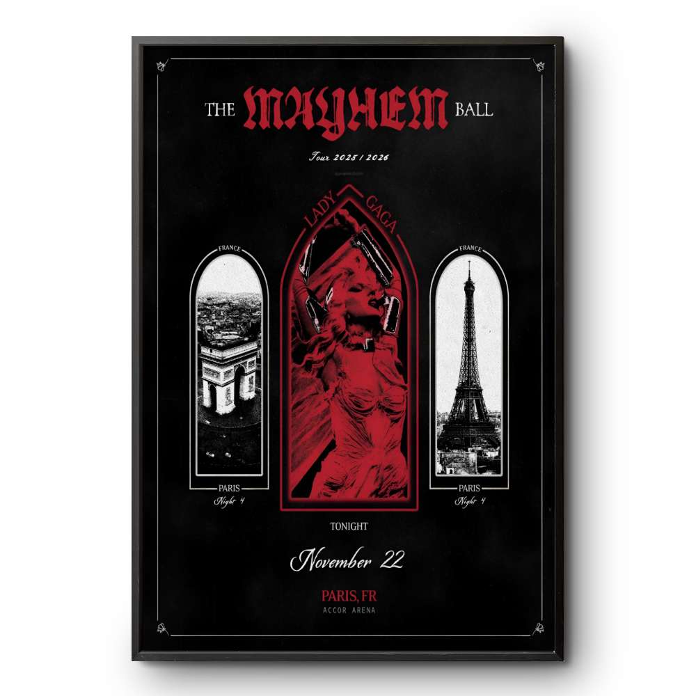 Lady Gaga The Mayhem Ball Tour Paris On Nov 22 2025 Poster