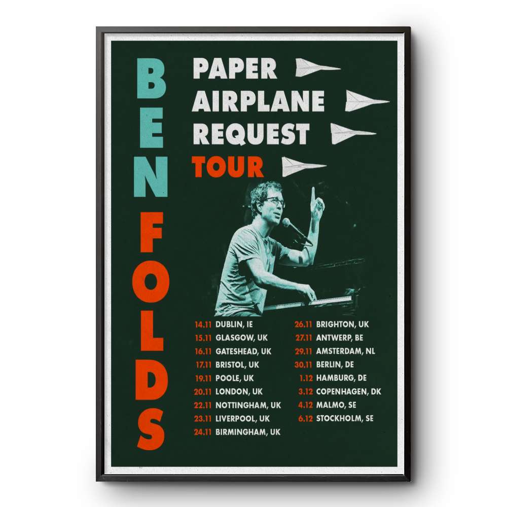 Ben Folds Paper Airplane Request Tour 2025 Poster | Custom prints