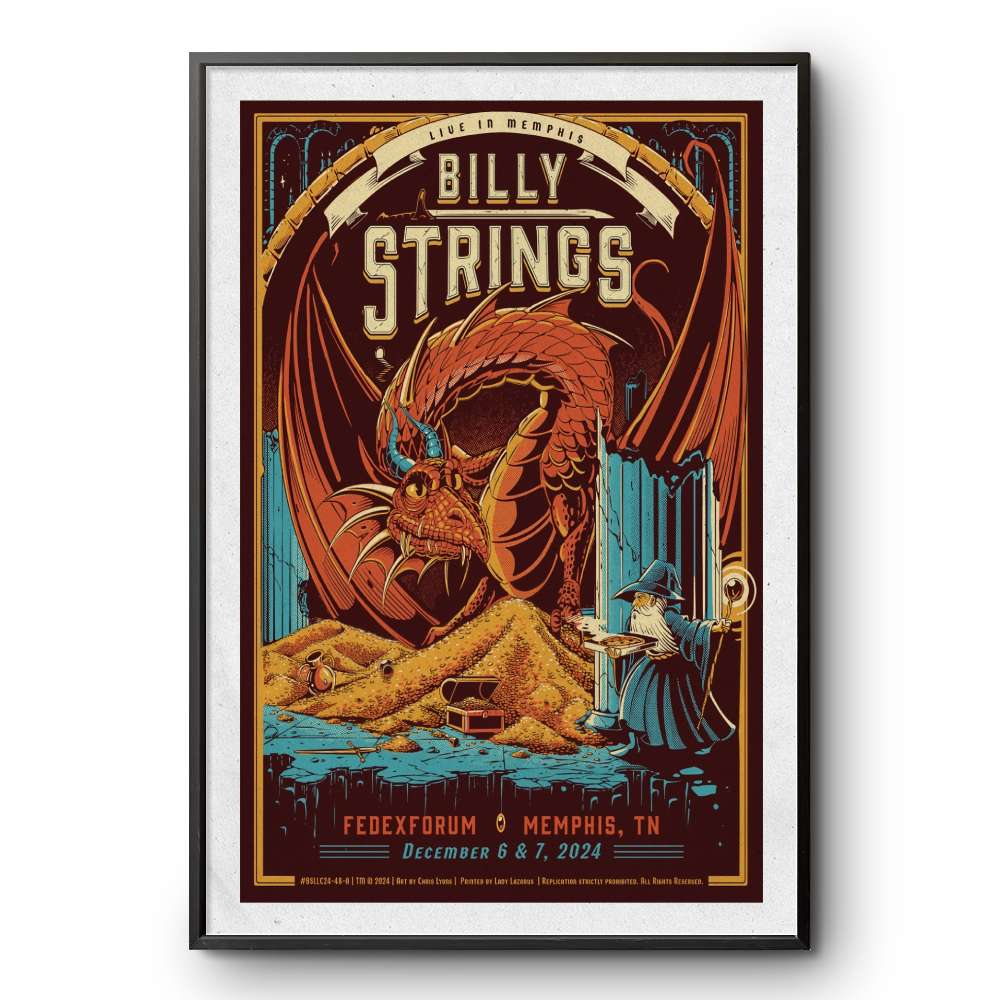 Billy Strings December 6, 2024 In Memphis, TN Tour Poster