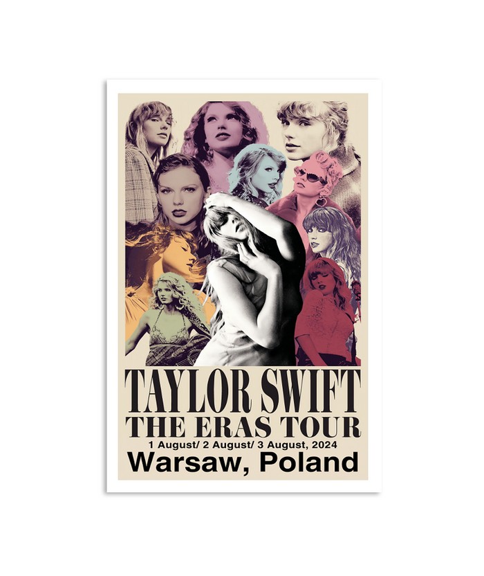 Tour Poster Taylor Swift In Warsaw, Poland On August 1-3, 2024