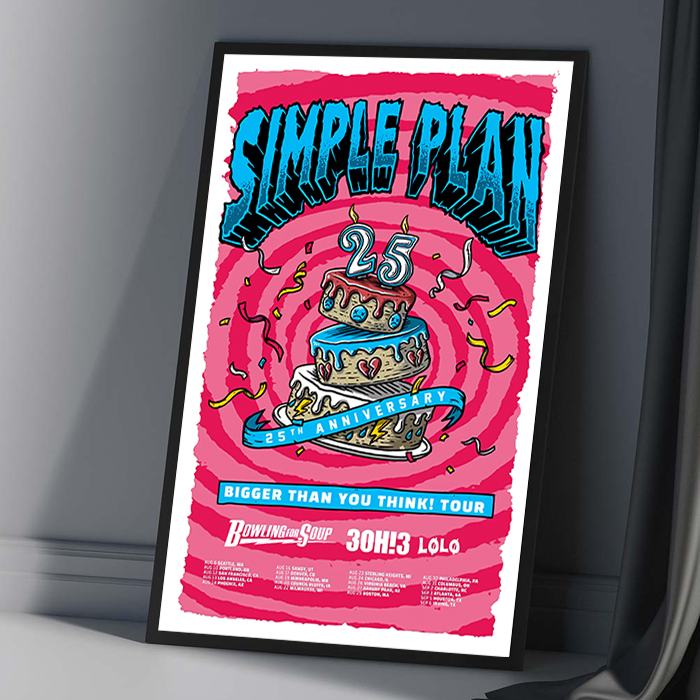 Simple Plan 直筆サイン入りポスター　B2サイズ　ポップパンク　エモ Simple Plan Bigger Than You Think! 2025 Tour Poster | Custom