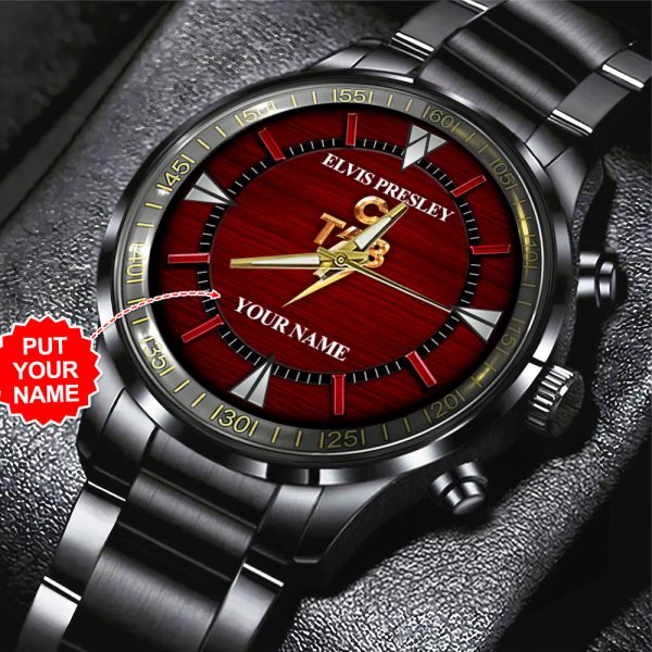 Personalized Elvis Presley Black Stainless Steel Watch M03