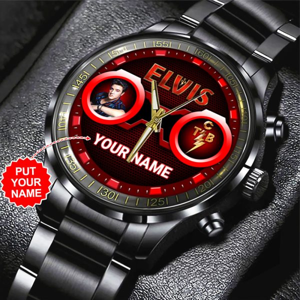 Personalized Elvis Presley Black Stainless Steel Watch M01