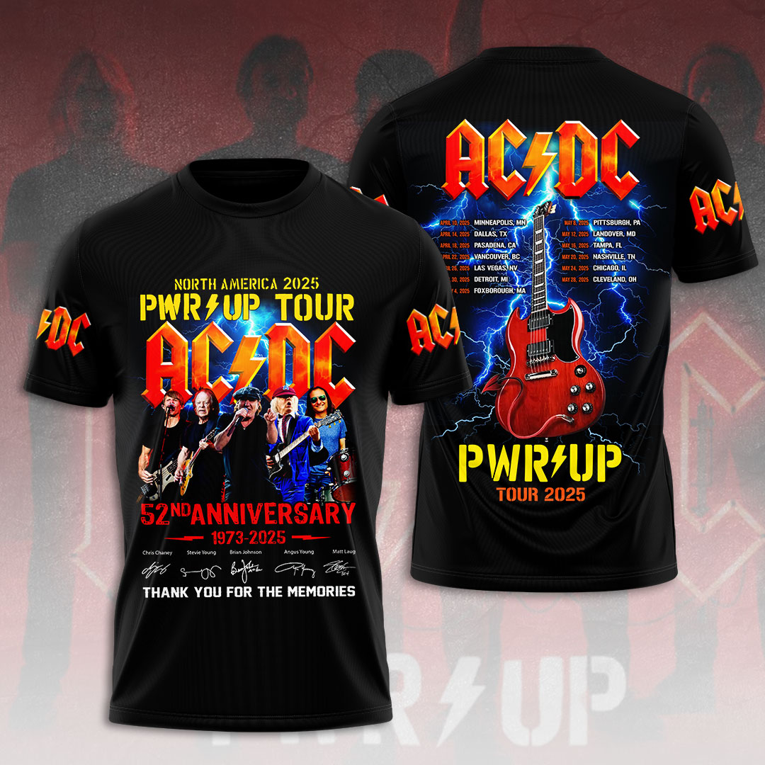 AC/DC 3D Apparel Power Up Tour 2025 US M370 | Custom prints store | T ...