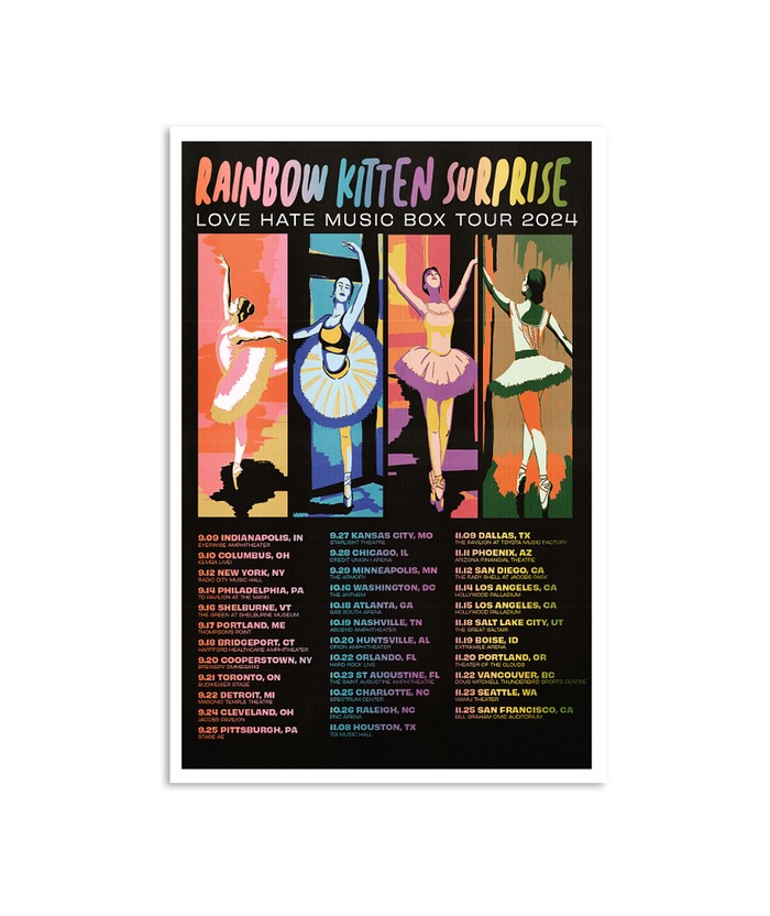 Rainbow Kitten Surprise Love Hate Music Box Tour 2024 Poster