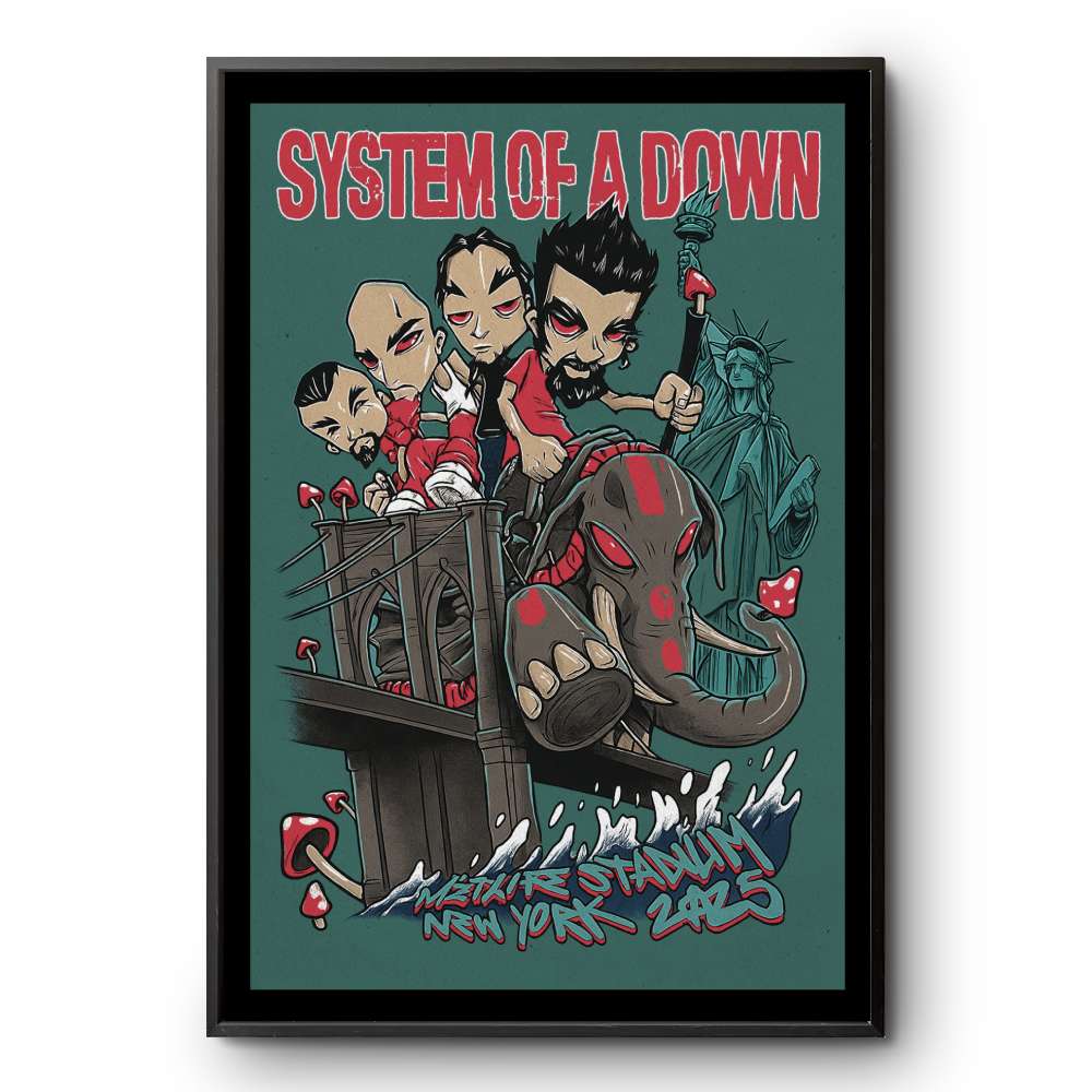 System of a down 直筆 サイン ポスター System of a Down, KORN 2025 NYC Framed Concert Poster | eBay