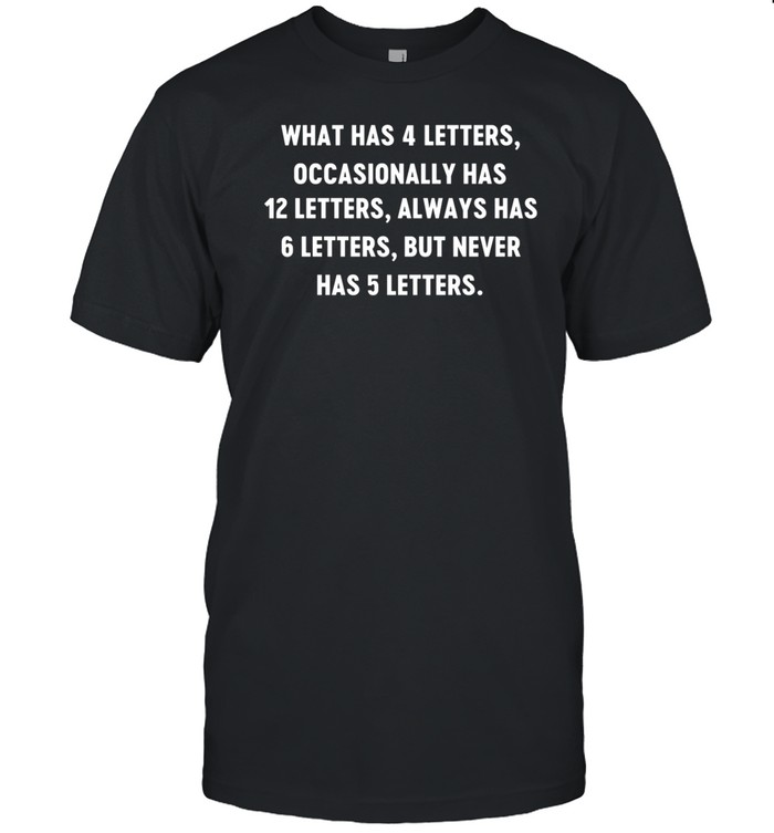 What Has 4 Letters Occasionally Has 12 Letters Shirts