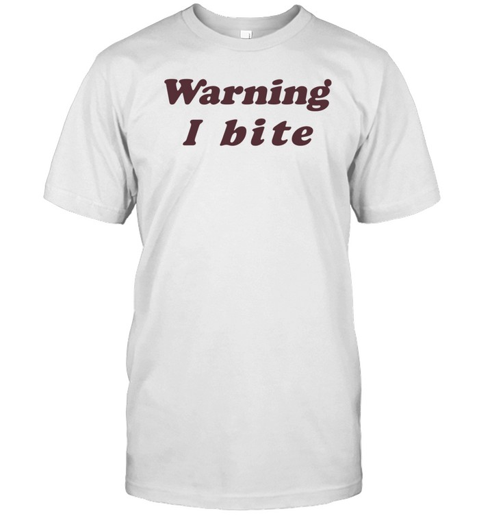 Brooklyn Wearing Warning I Bite Tee
